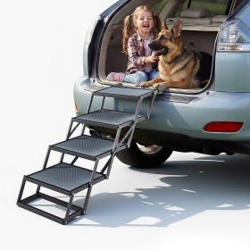Dog Stairs for Car, 4 Steps Extra Wide Foldable Dog Ramp for Large Dogs with Non-Slip Surface, Portable Lightweight Pet Stairs Ladder for Car, SU