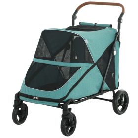 Dog Stroller for Large Dogs Up to 66 LBS with All-Terrain Spring Suspension, 8-Position Adjustable Handle, Teal
