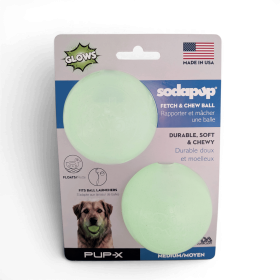 Glow in the Dark Glitter Ball 2-Pack Dog Toy | Soft PUP-X Rubber Floating Fetch Ball with Treat Dispenser | USA Made