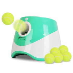 1Pc Automatic Dog Ball Launcher Toy Included 6 Tennis Balls Dog With 3 Adjustable Launch Distance Interactive Ball Thrower Fetch Machine For Smal (Option: Green)